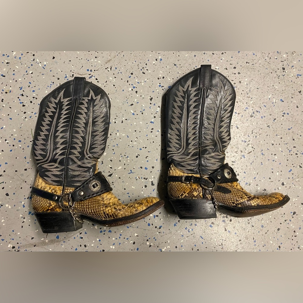 Mens Python skin and black leather Boots size 6 - Picture 2 of 3